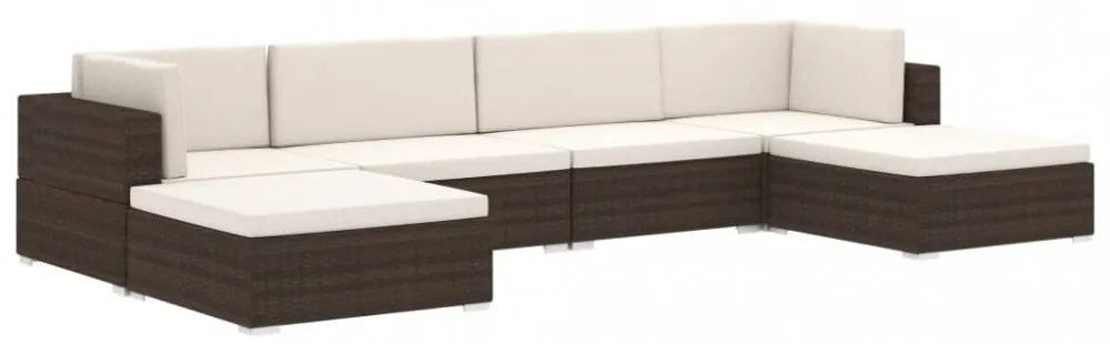 1 db barna polyrattan moduláris lábtartó párnával