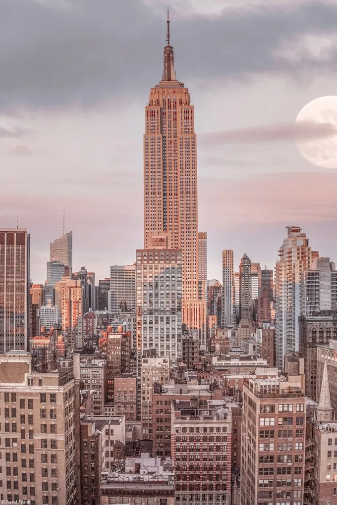 Poszter 20x30cm Empire State Building Manhattan panorámával New York, Ass