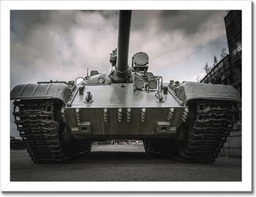 Poszterek keretben 40x30 Régi tank a háttérben törmelék