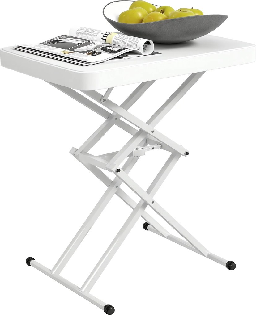 Outsunny Magasságban Állítható Összecsukható Kerti Oldaltámla, Műanyag Téglalap Asztal 50 kg Teherbírás, 65x45x70H cm Kávézó Asztal Kültéri és Belső H