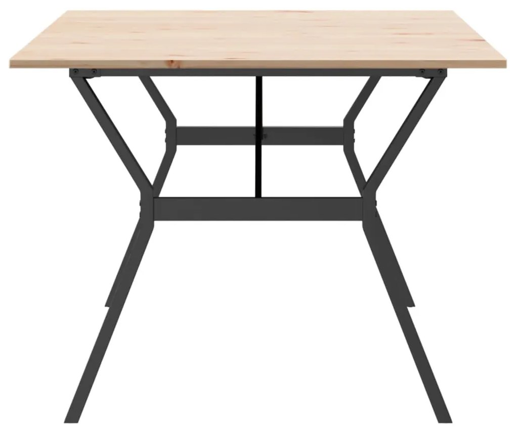 Tömör fenyőfa és acél étkezőasztal Y-vázzal 200x100x75 cm