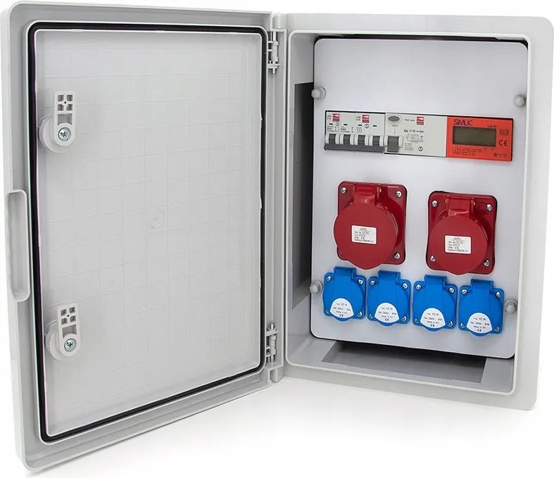 Építőipari Kapcsolószekrény 32A/5 16A/5+C16 4*GS+C16 Differenciálmű 40A Számláló 3F