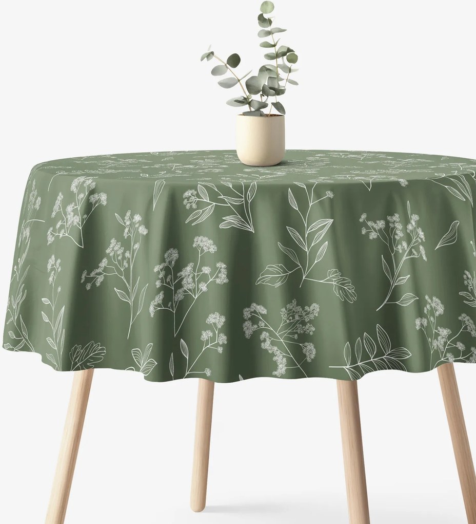 Goldea kör alakú pamut terítő - gyógynövény levelek Ø 110 cm