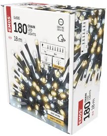 LED karácsonyi fényfüzér, 18 m, kültéri és beltéri, meleg/hideg fehér, időzítő