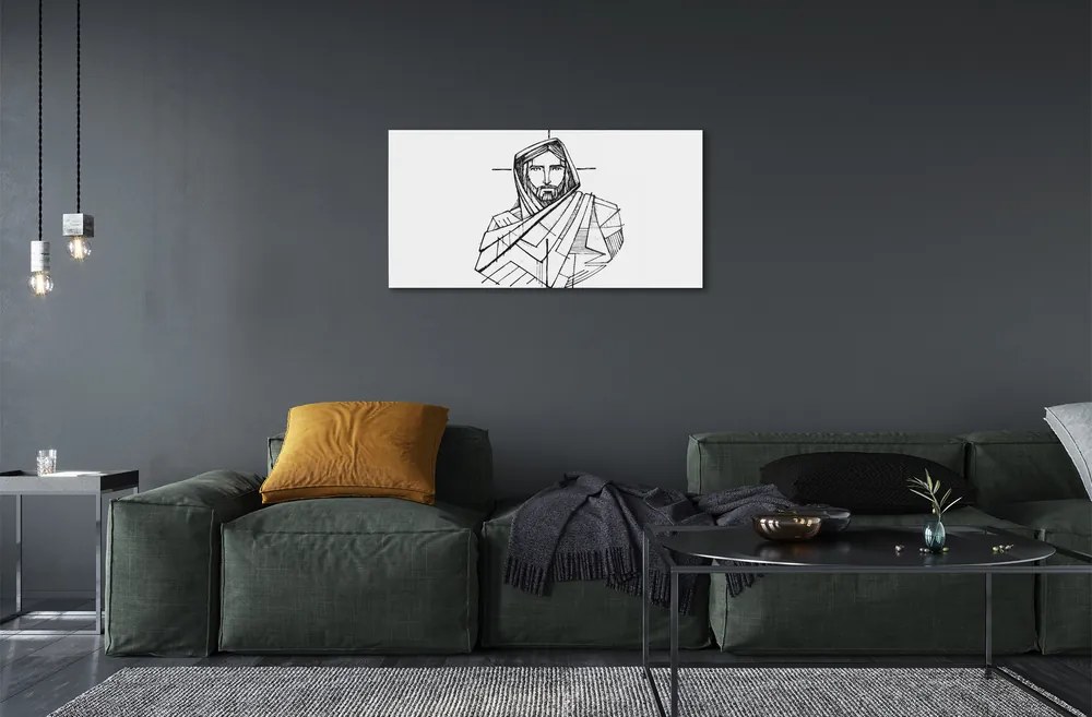 Akrilkép Jézus rajz 120x60 cm 2 fogas