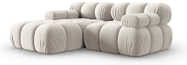 Bézs bársony moduláris sarokkanapé (bal oldali) Bellis – Micadoni