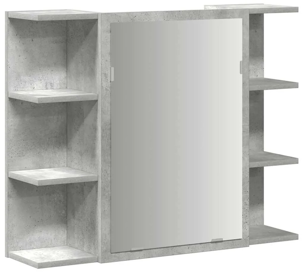 betonszürke forgácslap fürdőszobai tükör 80 x 20,5 x 64 cm
