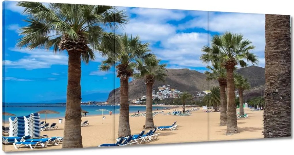 Vászonkép 180x90 Nagy pálmafák a tengerparton
