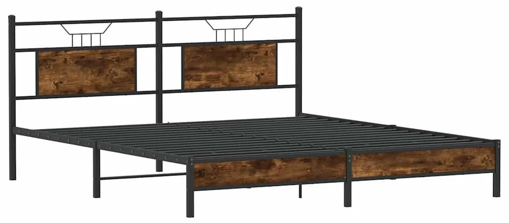 füstös tölgy színű szerelt fa ágykeret matrac nélkül 183x213 cm