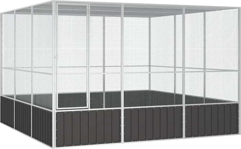 vidaXL antracitszürke horganyzott acél madárketrec 302,5x324,5x211,5cm