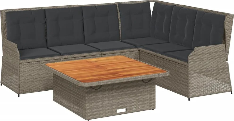 vidaXL 5 részes szürke polyrattan kerti ülőgarnitúra párnákkal