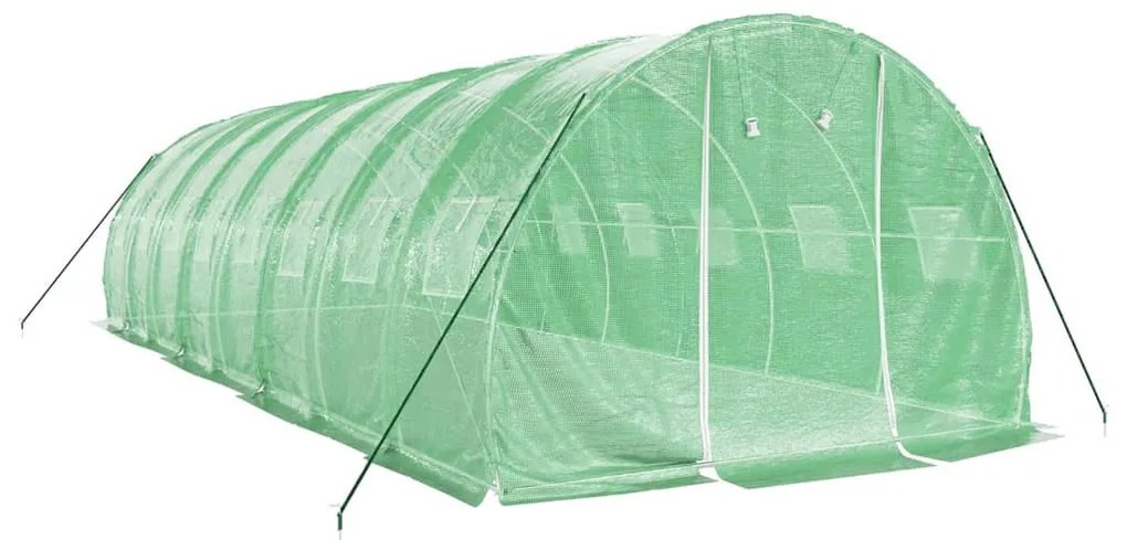 zöld acélvázas melegház 24 m² 8 x 3 x 2 m