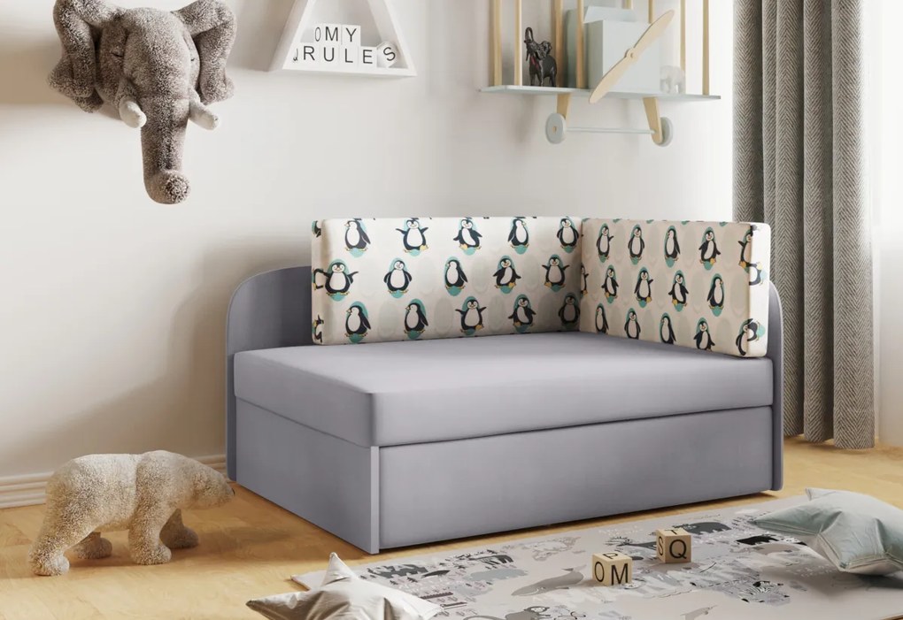 MILO kinyitható gyerek kanapé, 107x64x78, pilka/casablanka 16, balos