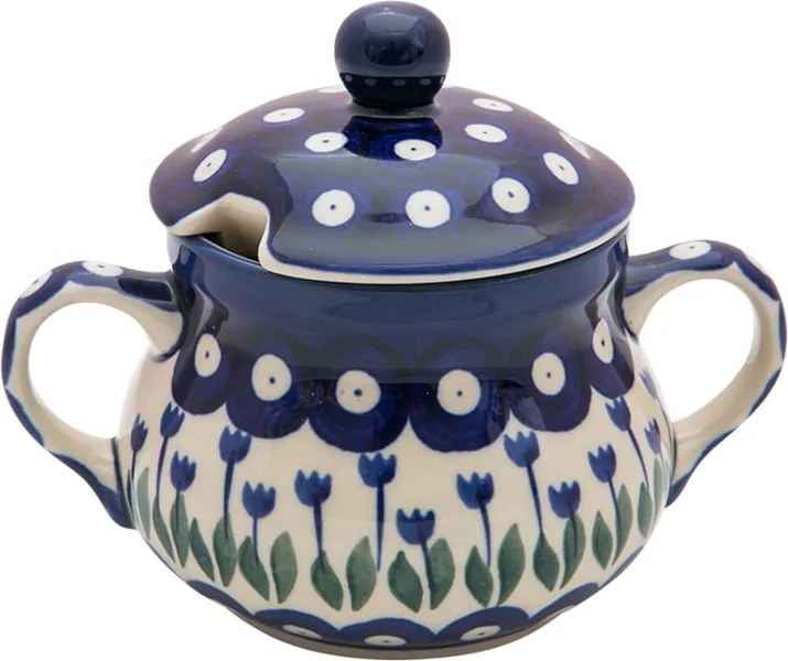 Cukortartó 300 ml Művészeti kerámia Bolesławiec dek 0377Z Tulipánok