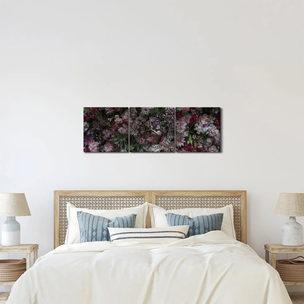 Kép - Virágfal (órával) (90x30 cm)