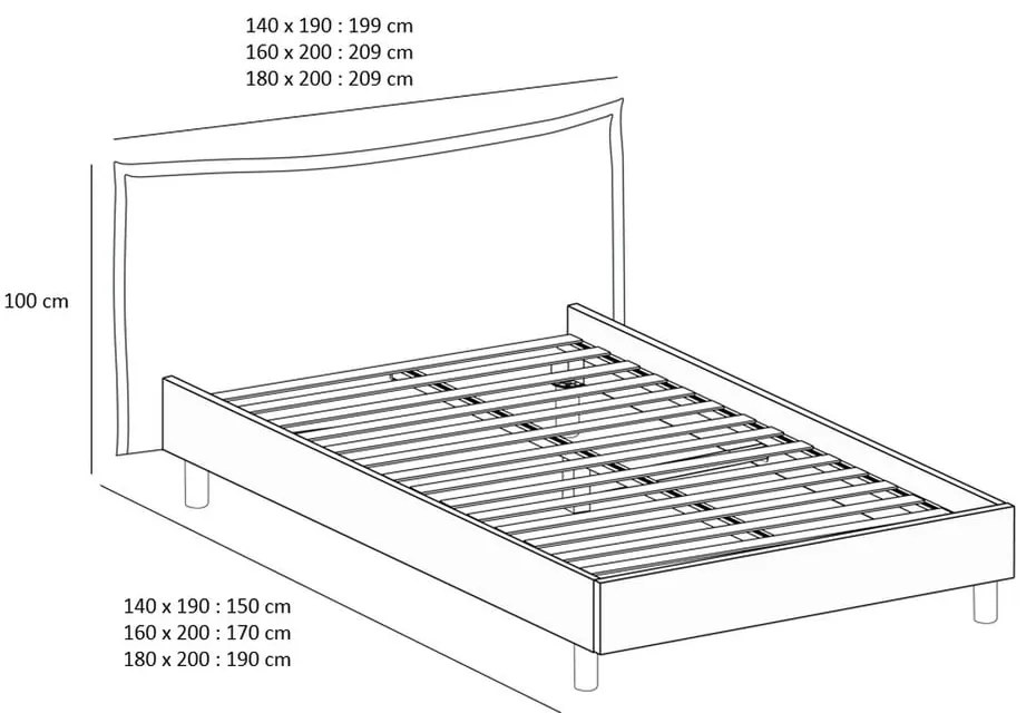 Bézs-natúr színű franciaágy ágyráccsal 160x200 cm Charlie – Bobochic Paris