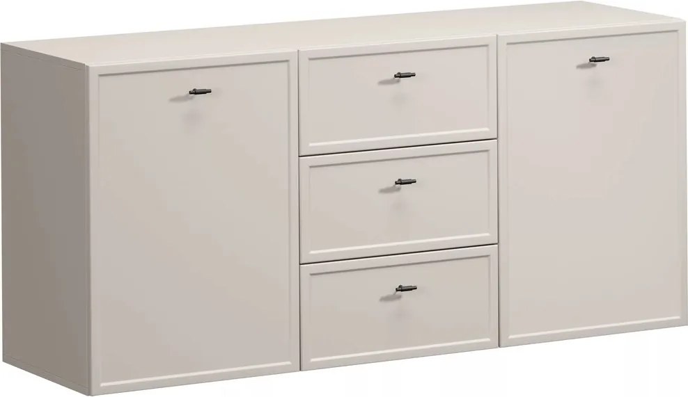 Lorini falra szerelhető komód 150 cm fiókokkal - kasmír / fekete T-bar fogantyúk