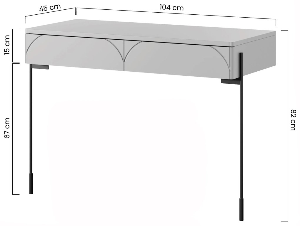 Sonatia fésülködőasztal 100 cm két fiókkal - kasmír