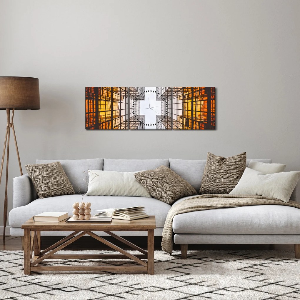 Felhőkarcoló képe (órával) (90x30 cm)