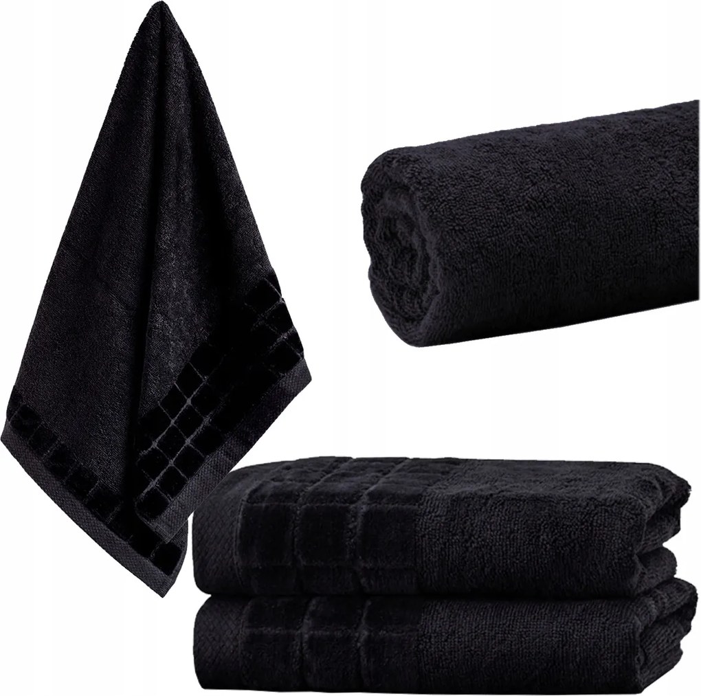 Nedvszívó Pamut Fürdőlepedő Fekete 50x100 cm Lengyel Hotelházhoz