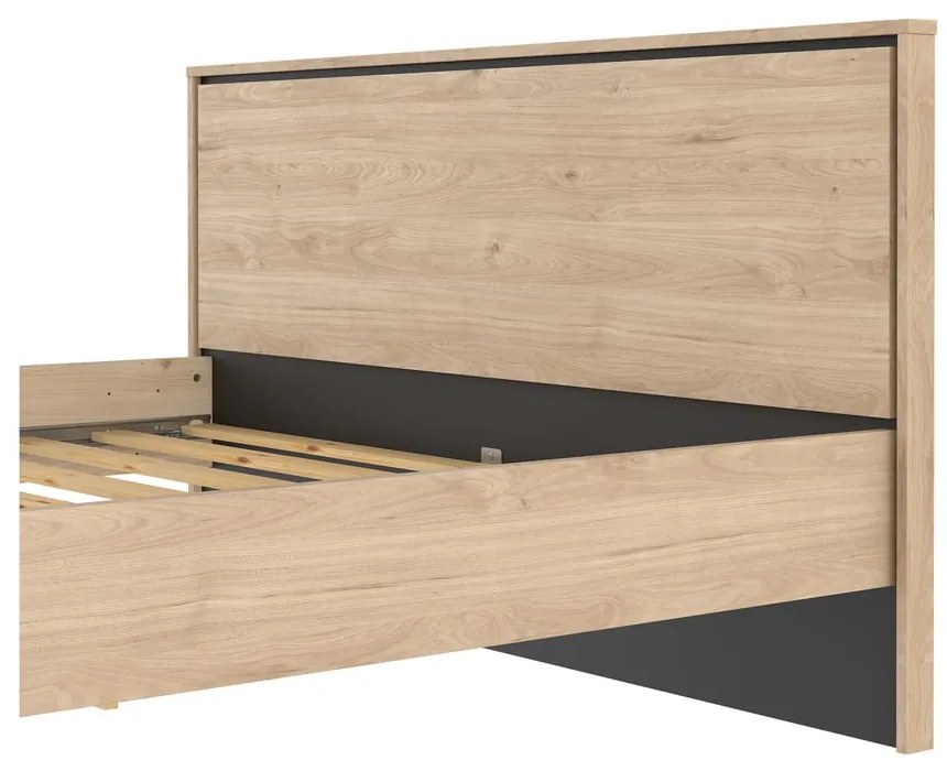 Natúr színű franciaágy ágyráccsal 160x200 cm tölgyfa dekorral Ry – Tvilum