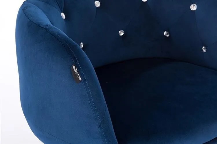 HR333K Tengerkék velur modern szék krómozott lábbal