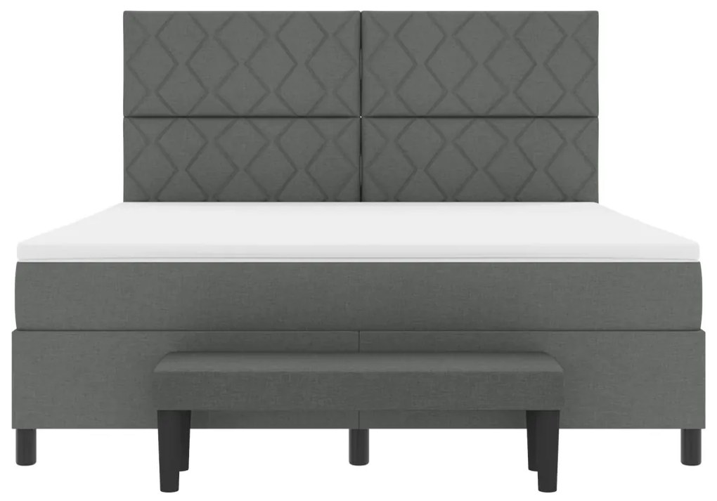 Box Spring Ágy Matraccal és Padal Sötétszürke 180x200 cm Szövet