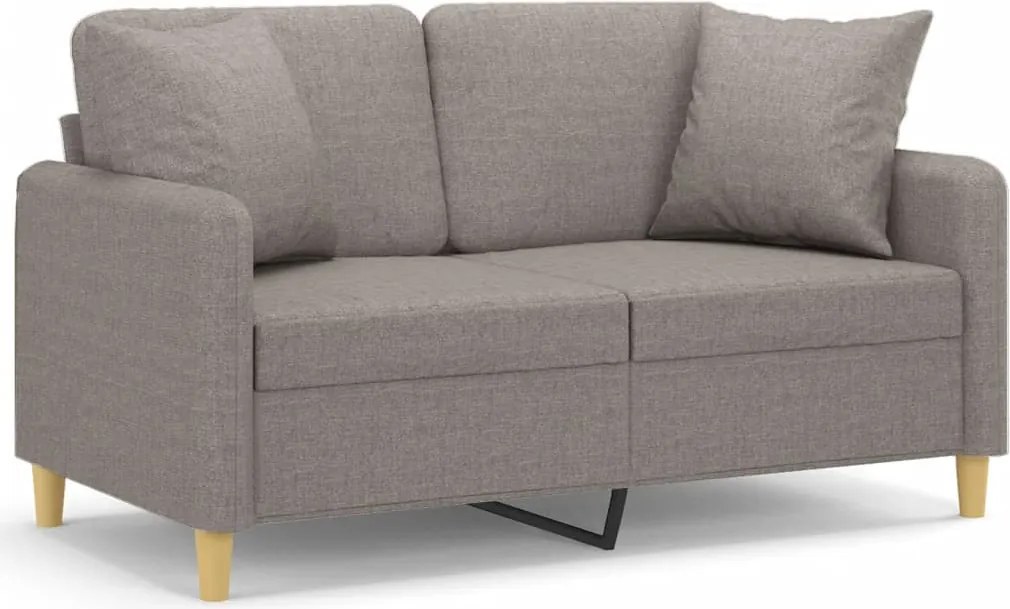 vidaXL 2 személyes tópszínű szövet kanapé díszpárnákkal 120 cm