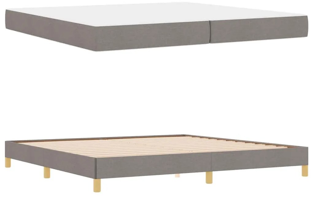 Boxrugós ágy Taupe és Barna 200 x 200 cm Textil és mérnöki fa