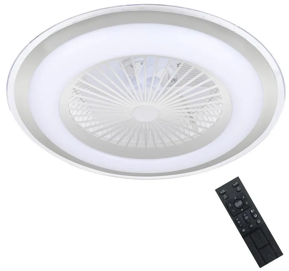 LED Dimmelhető mennyezeti lámpa ventilátorral ZONDA LED/48W/230V ezüst + távirányító