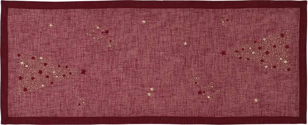 Karácsonyi asztali futó Tree of Stars 50 x 140 cm, burgundi vörös - Sander
