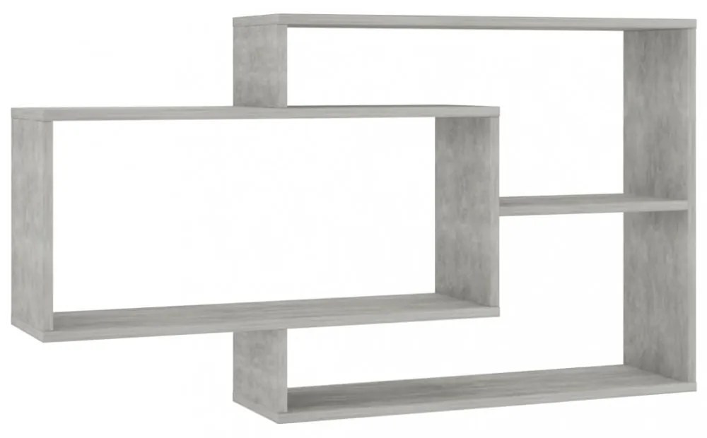 betonszürke szerelt fa fali polc 104 x 20 x 58,5 cm