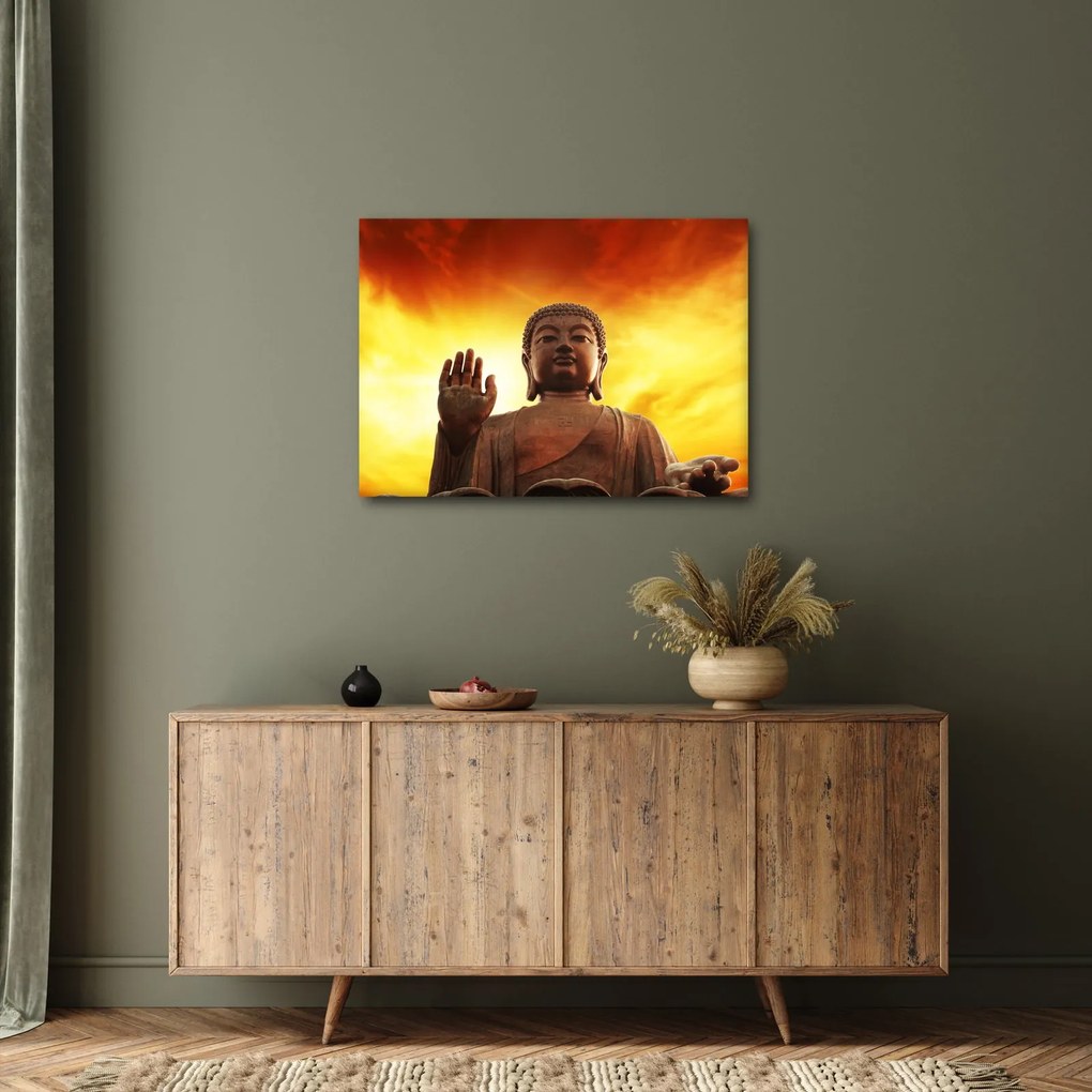 Kép - Buddha piros és sárga háttérrel (70x50 cm)