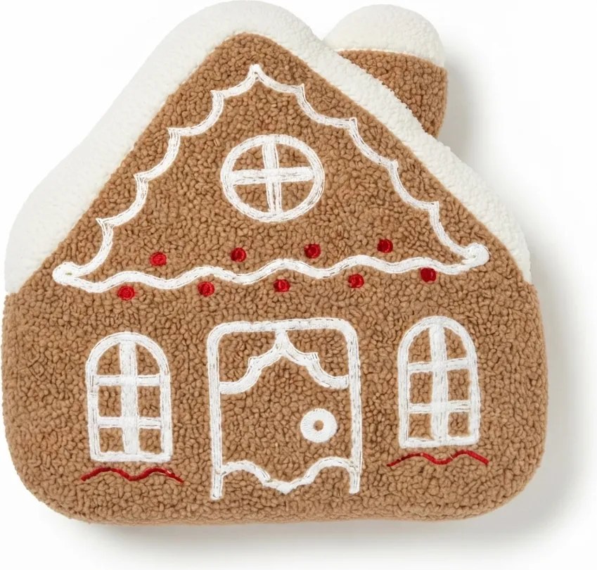 Díszpárna GINGERBREAD HOUSE 40x40 cm, barna
