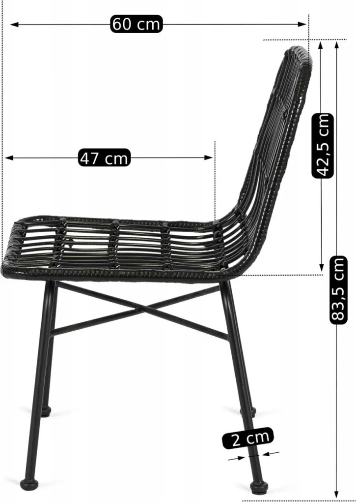 Rattan szék fekete színben WALDI