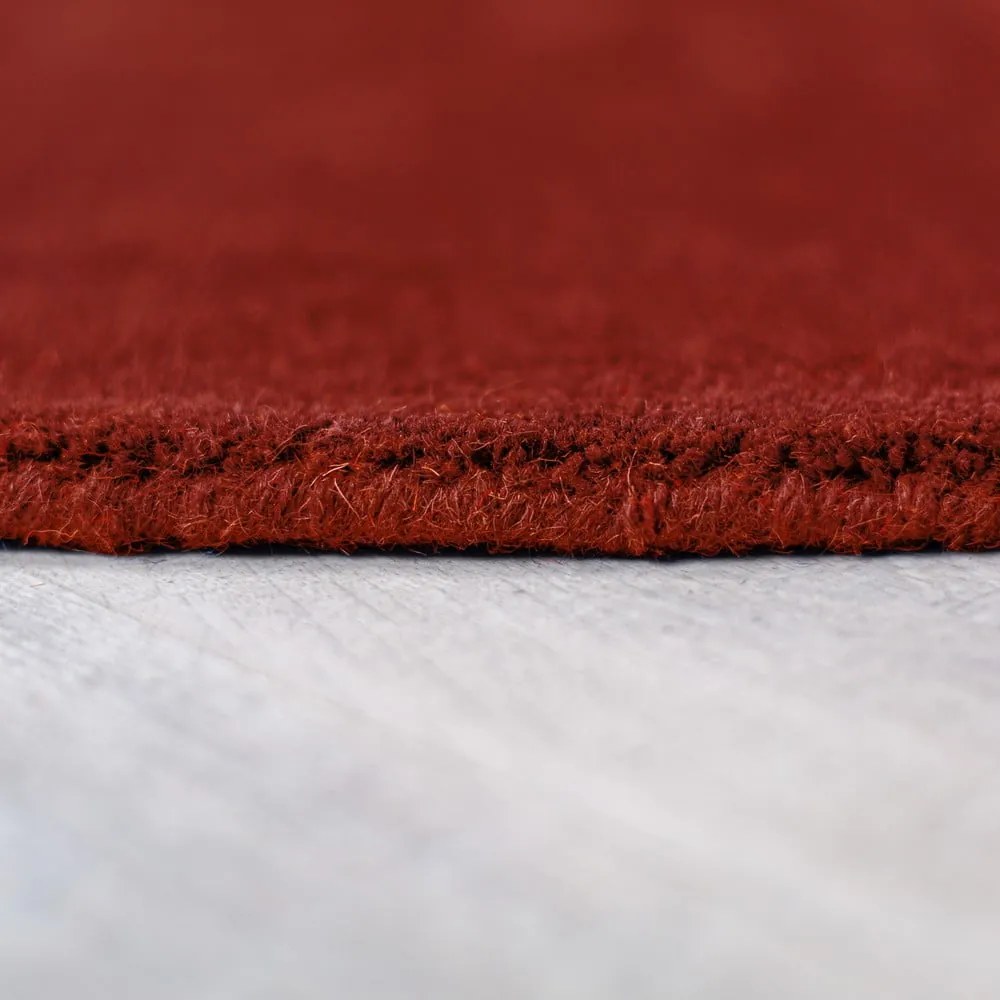 Téglavörös kézi szövésű gyapjú kerek szőnyeg ø 200 cm Mia Segment – Flair Rugs