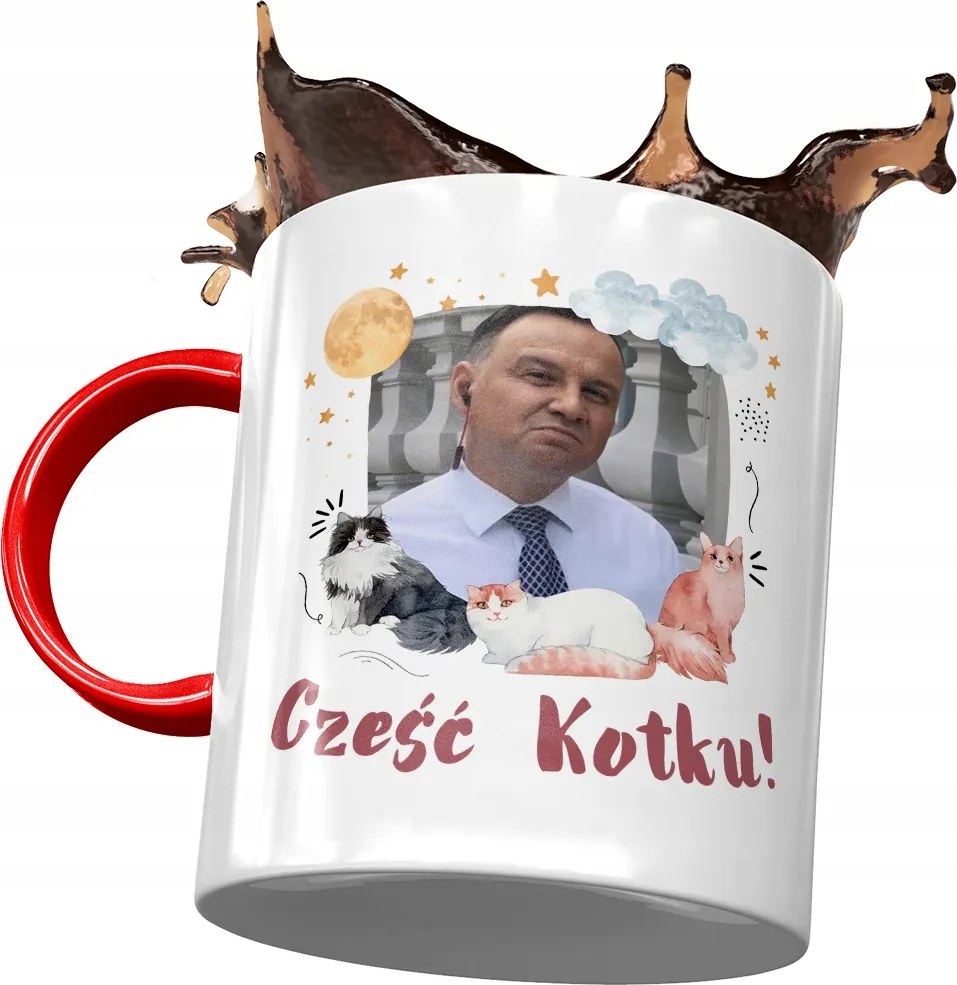 Bögre Piros Andrzej Duda PiS elnök Ajándék Nyomtatott Fotóval