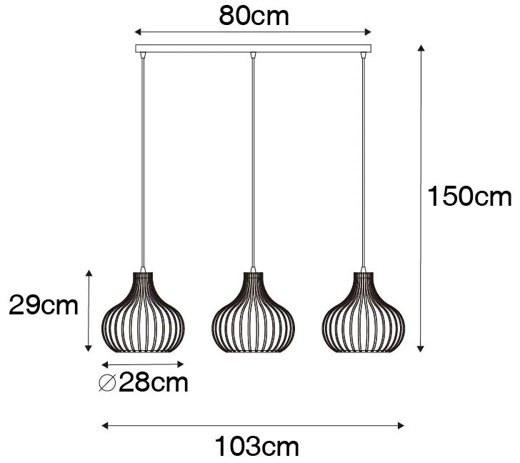Modern lógólámpa fekete 3-lámpás - Saffira