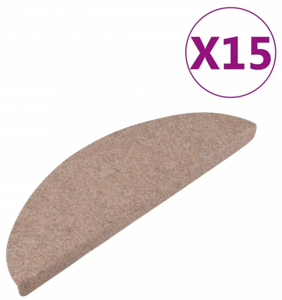 15 db bézs öntapadó lépcsőszőnyeg 65x22,5x3,5 cm
