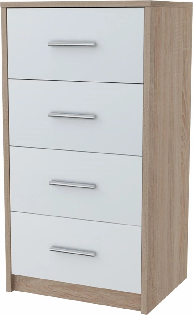 Komód szekrény Bodo 4S Fehér-sonoma 40cm Ufc polcos