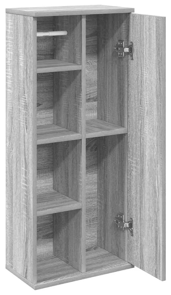 szürke sonoma fürdőszobaszekrény tekercstartóval 39x22x90 cm