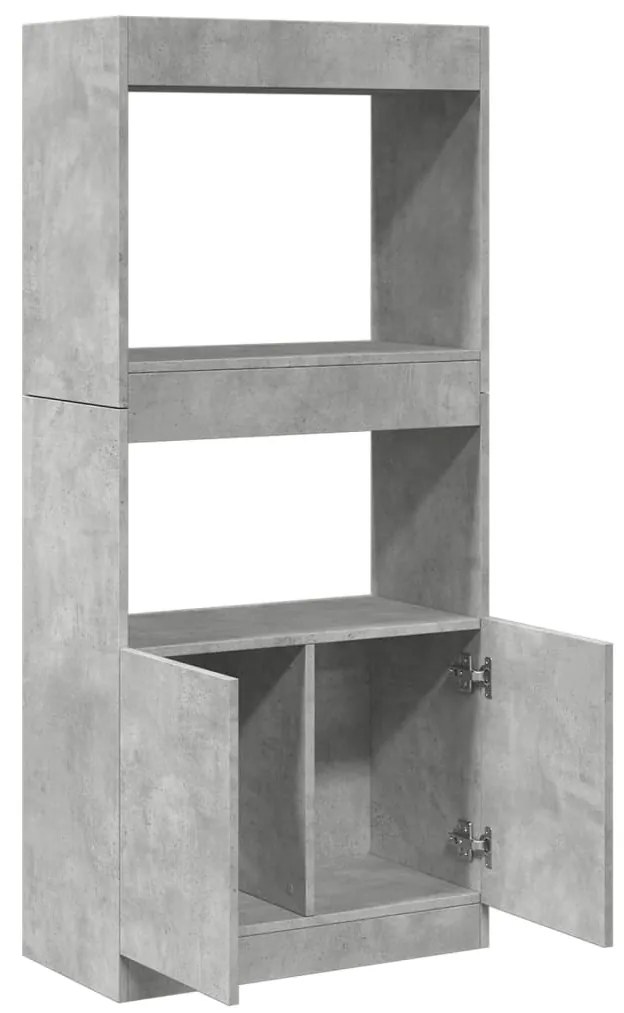 betonszürke szerelt fa magasszekrény 63 x 33 x 140 cm