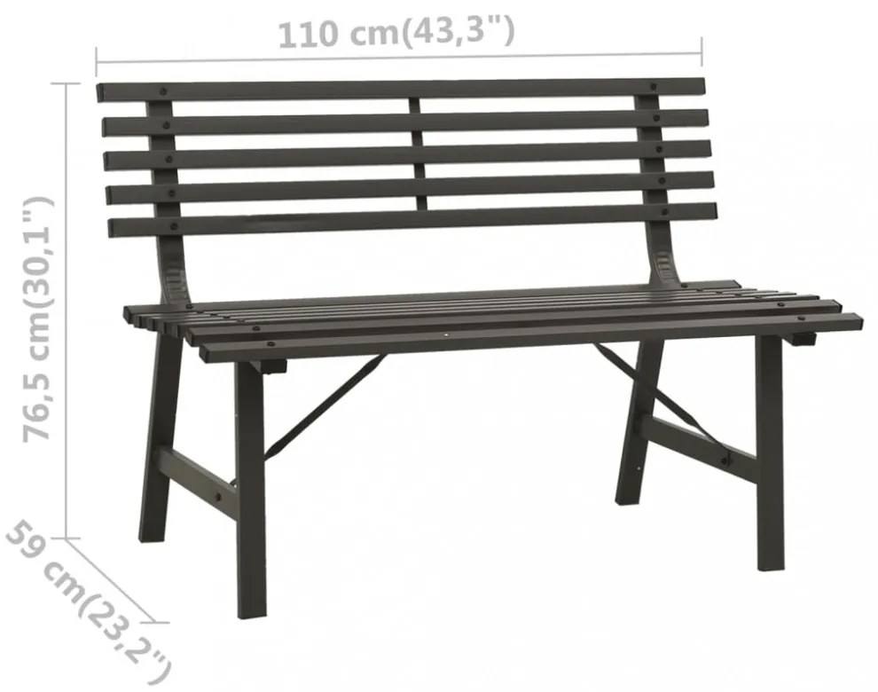 fekete acél kerti pad 110 cm