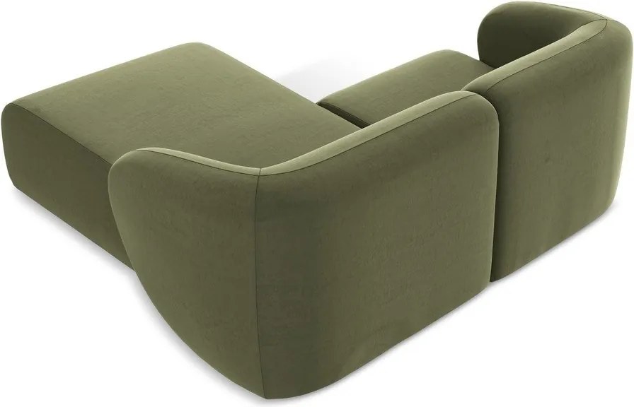 Zöld bársony sarokkanapé (jobb oldali-heverő résszel) Lani – Makamii