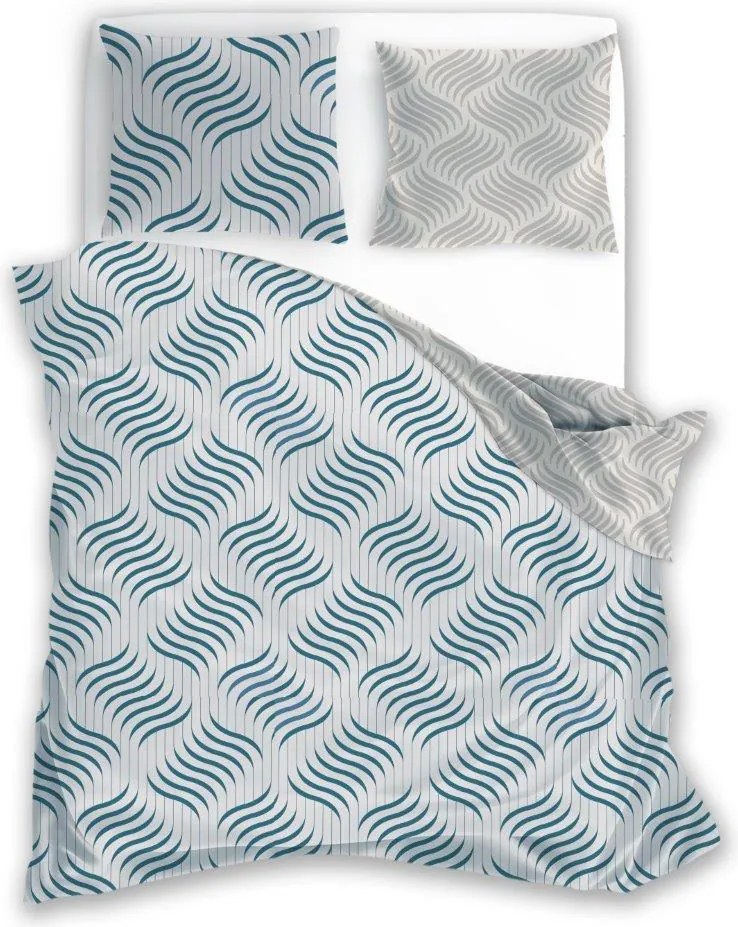 Kétoldalas Modern Ágyneműhuzat Szürke-kék Mintás 220x200