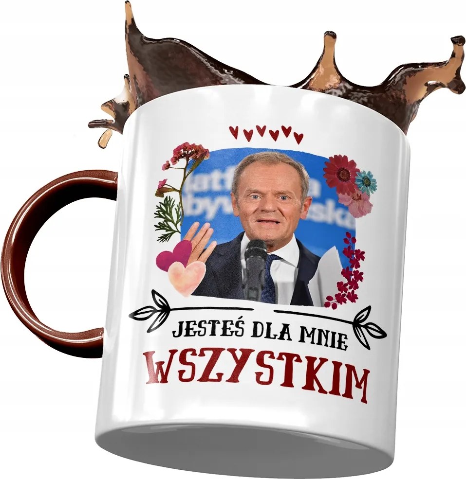 Donald Tusk Po bordó bögre Ajándék Platform fényképes nyomtatással