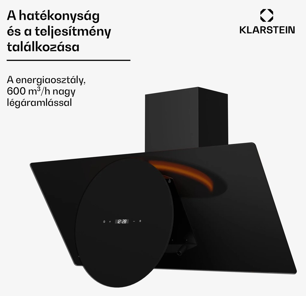 Klarstein Total Eclipse páraelszívó | LED világítás | Érintővezérlés | 594,2 m³/h | Kifúvás/körforgás