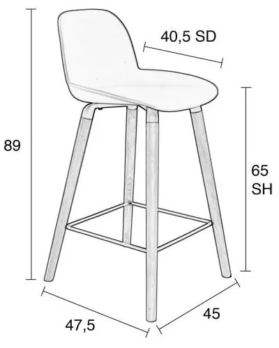 Alber Kuip 2 db fehér bárszék, ülésmagasság 65 cm - Zuiver