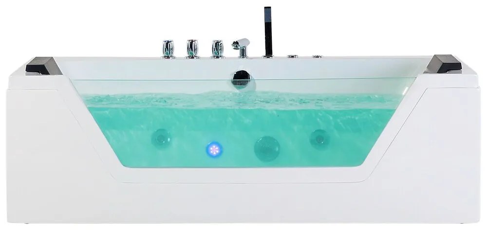 Fehér whirlpool masszázskád LED világítással 174 x 79 cm SAMANA Beliani