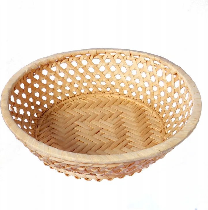 Bambusz kenyértartó kosár kerek 20cm bézs Húsvéti asztaldísz